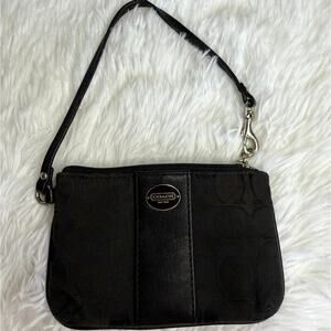 COACH Black Signature Canvas Wristlet